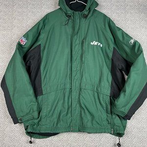 New York Jets Team Apparel Mens Coat Green Black Football NFL Hooded Logo XL